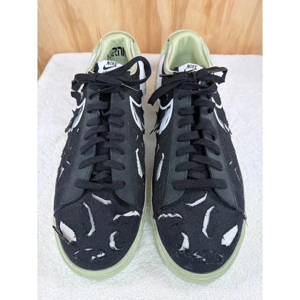 Nike x ACRONYM Blazer Low Black Olive Aura Distressed Laser Cut Sneakers Size 14